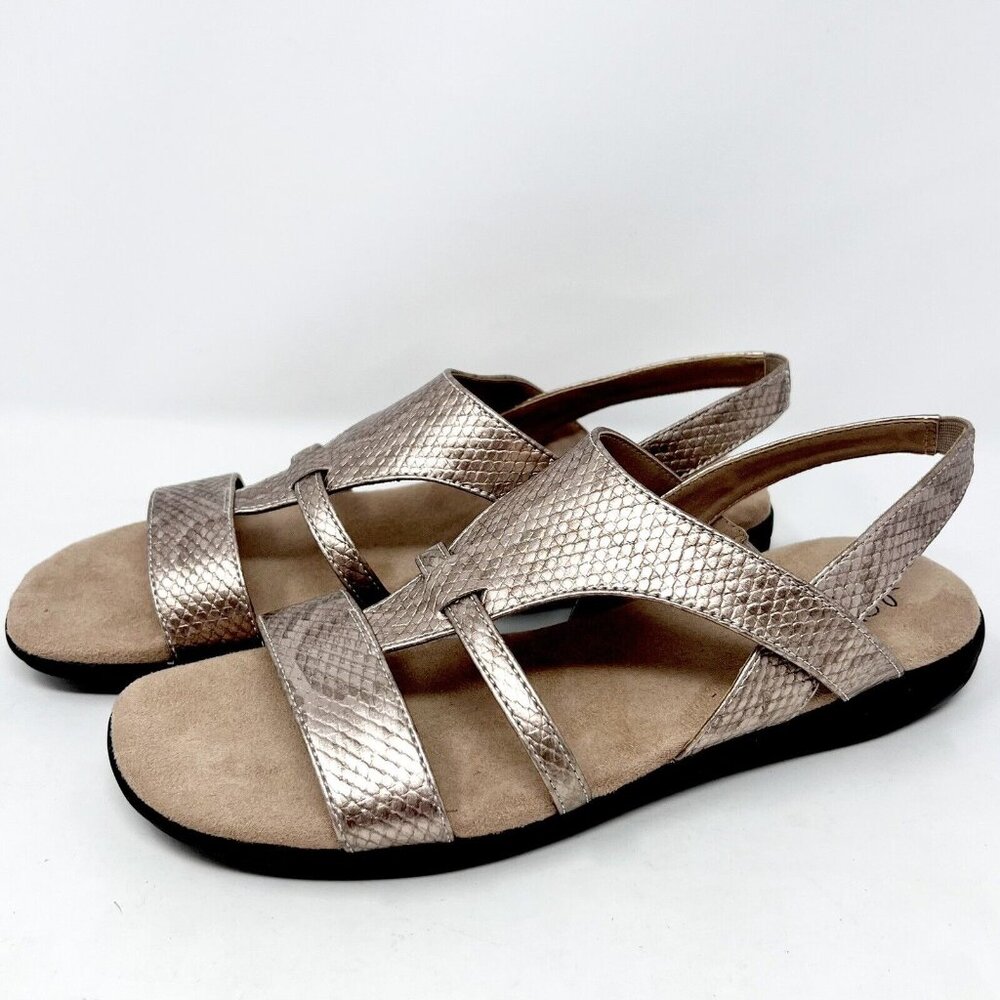 Life Stride Ezriel Copper Vegan Snake Sandal 10 M Neutral Tailored Church Flats